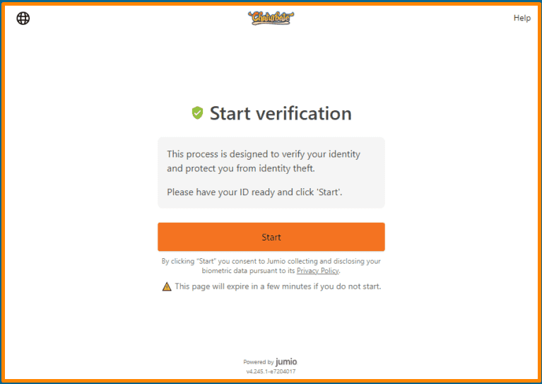 Start verification for model Chaturbate