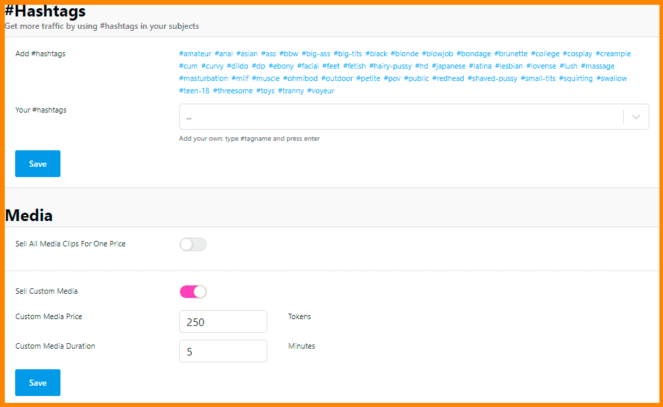 Section: Settings & Privacy on Media