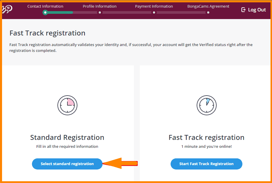 Standart Registration on Bongamodels