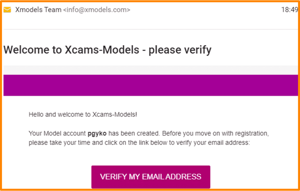 Xmodels email verification